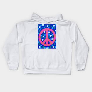 Orange Peace Symbol on Blue Kids Hoodie